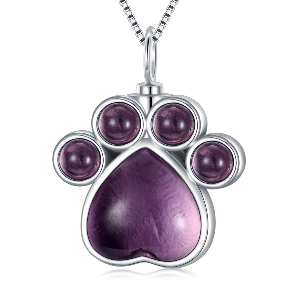 Amethyst Paw Cremation Pendant