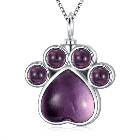 Amethyst Paw Cremation Pendant