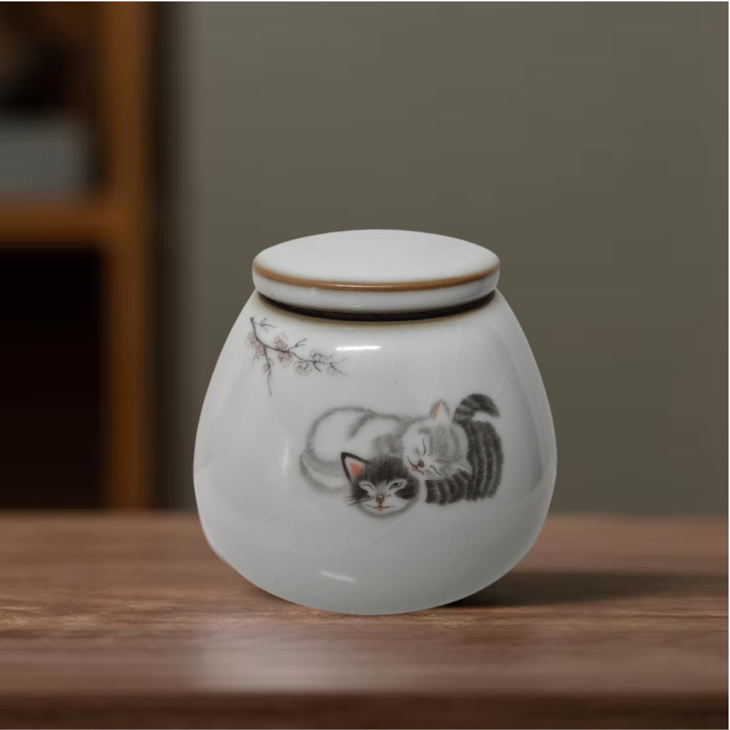 Cuddling Kitty Keepsake Urn