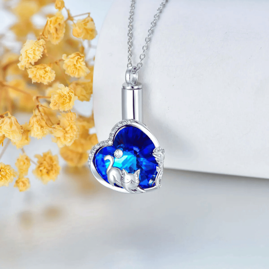 Kitty's Azure Heart Cremation Pendant