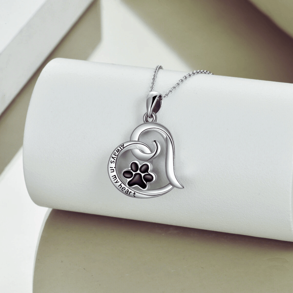 Onyx Paw Heart Cremation Pendant