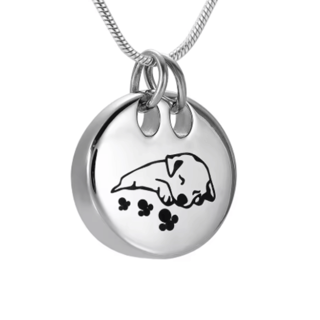 Sleepy Puppy Cremation Necklace