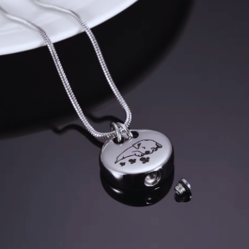 Sleepy Puppy Cremation Necklace