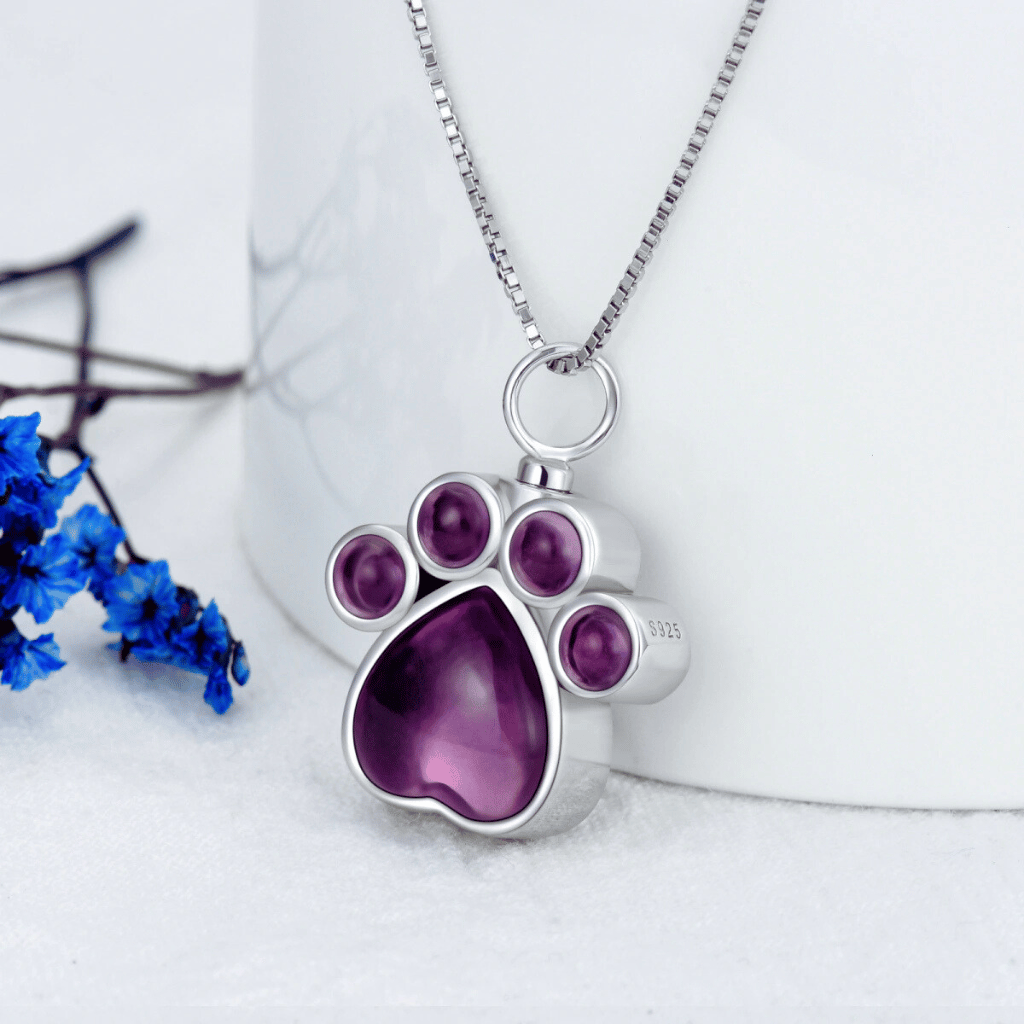 Amethyst Paw Cremation Pendant