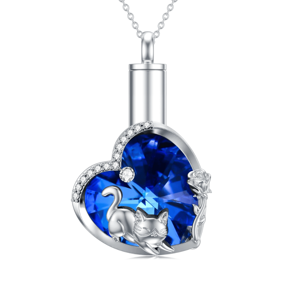 Kitty's Azure Heart Cremation Pendant