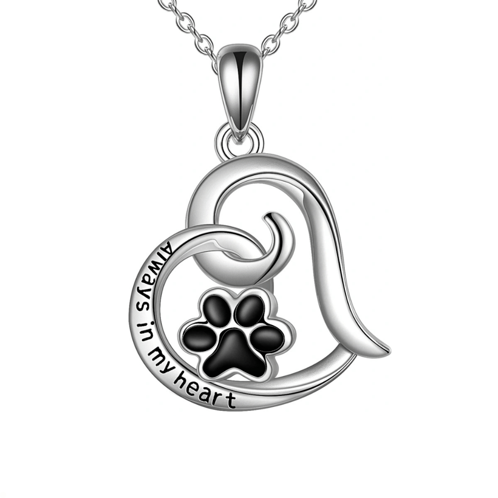 Onyx Paw Heart Cremation Pendant