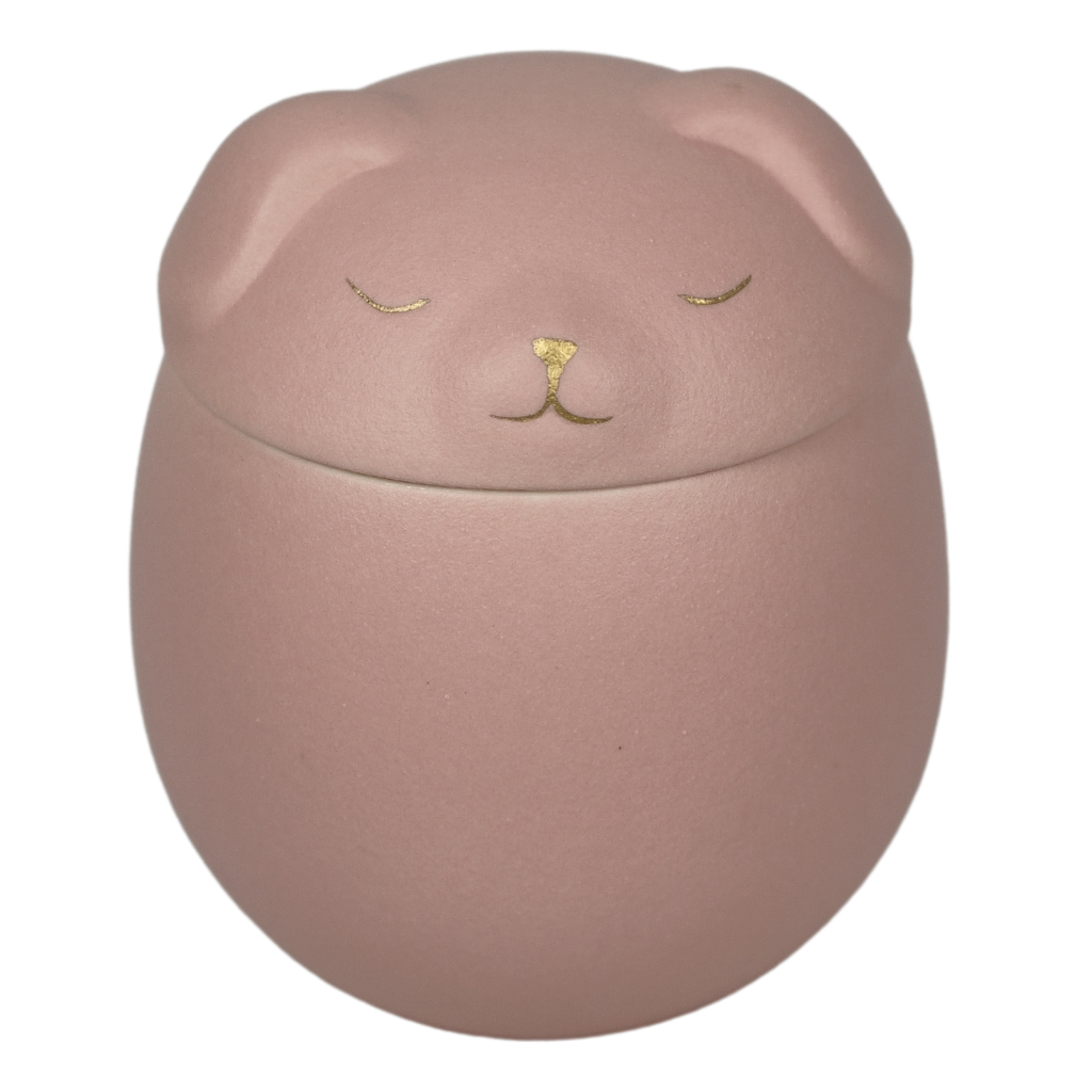 Pink canine companion ceramic urn 