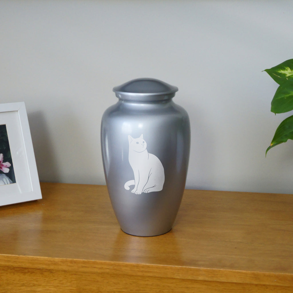 Seated Cat Cremation Urn