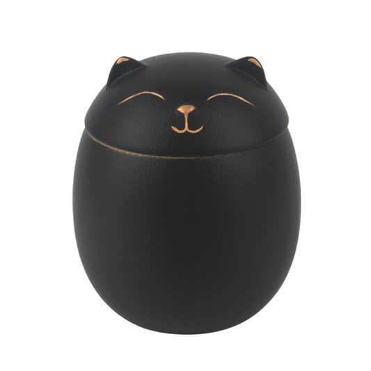 Kitty Peace Cremation Urn Black