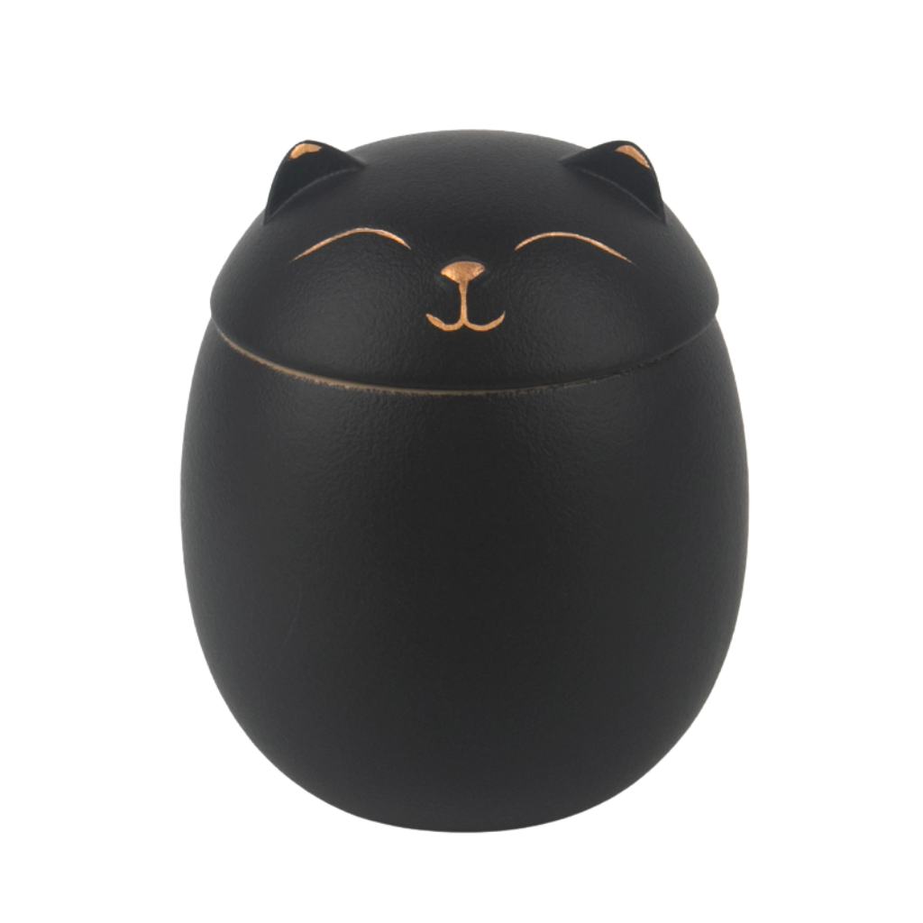 Kitty Peace Cremation Urn Black