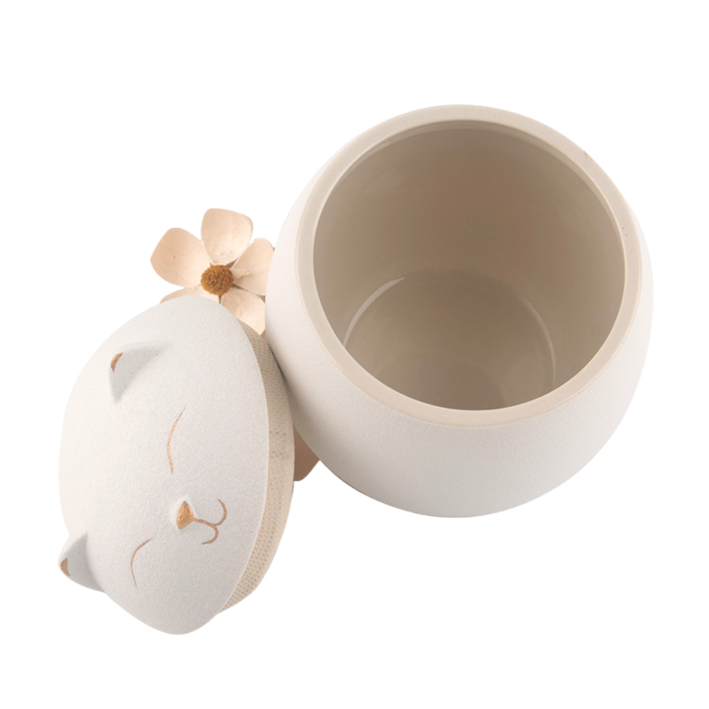 Kitty Peace Cremation Urn White