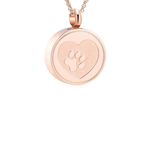 Paw Cremation Necklace Rose Gold