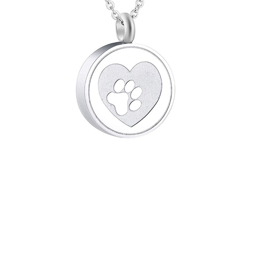 Paw Cremation Necklace Silver