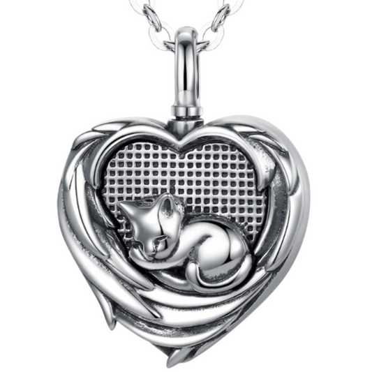 Resting Cat Cremation Necklace